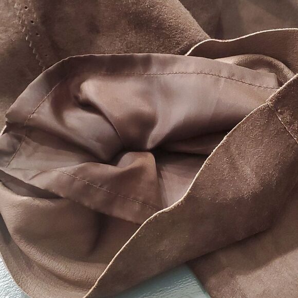 Women's suede pants, by think tank. Y2K  Completely lined. Size 6. Brownish gray - Picture 9 of 10